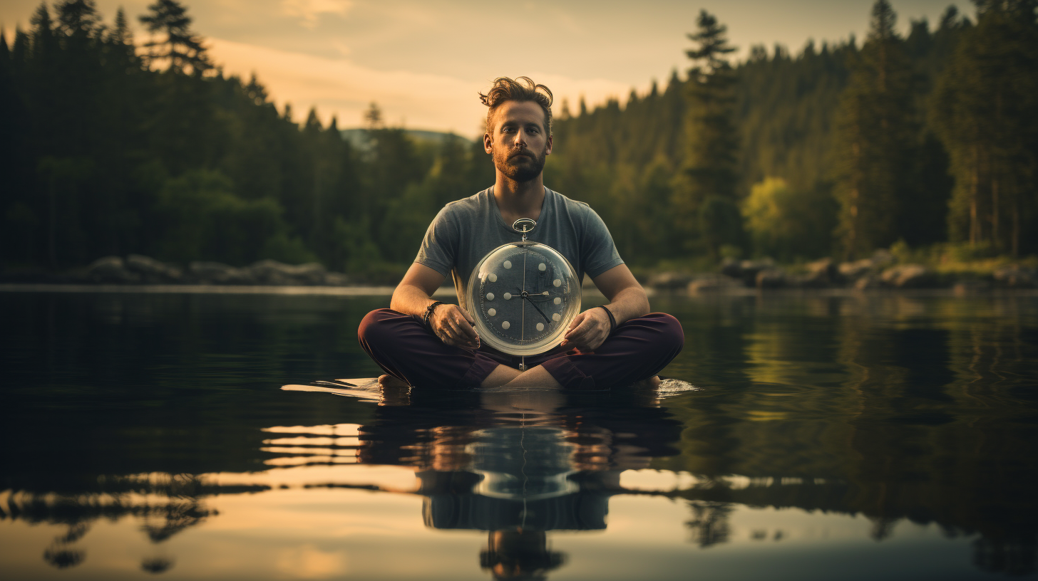 man, sitting, water, glass