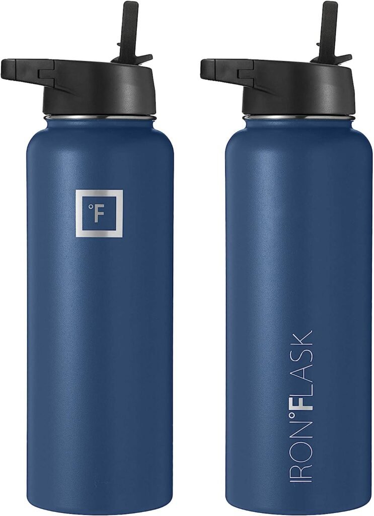 IRON Â°FLASK Sports Water Bottle - 40oz, 3 Lids (Straw Lid), Leak Proof - Stainless Steel Gym  Sport Bottles for Men, Women  Kids - Double Walled, Insulated Thermos, Metal Canteen