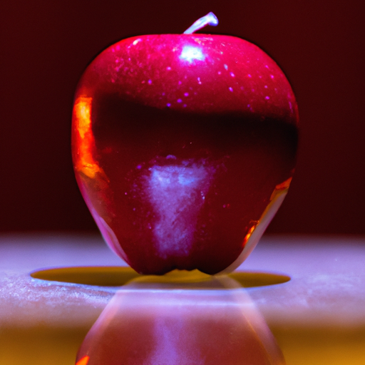 A red apple on a table.