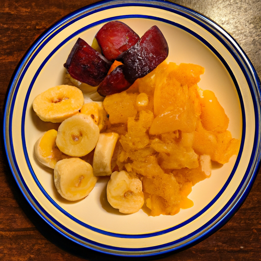 A blue and white striped plate.