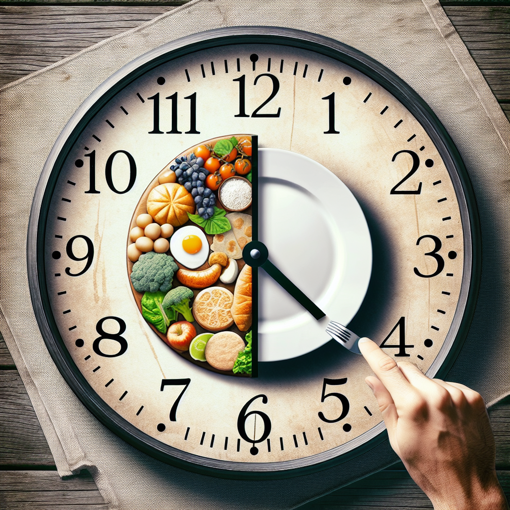 A clock with a plate of food on it.