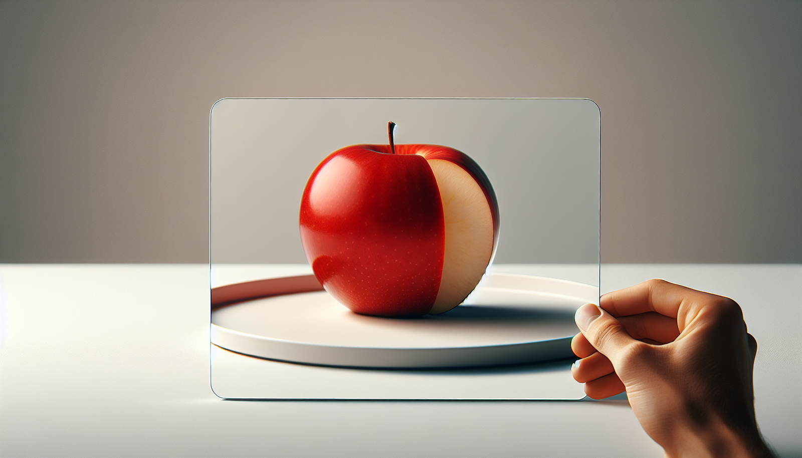 An apple on a plate.